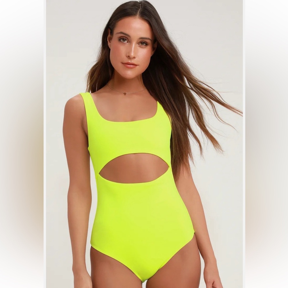 NWOT Lulu's Electric Neon Yellow One Piece Swimsuit